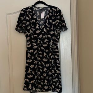 J. Crew Factory navy blue wrap style dress size 8